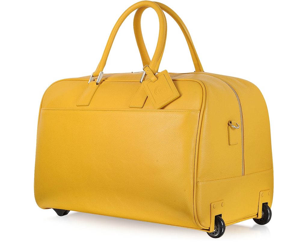 Designer Luggage GIORGIO FEDON 1919 Yellow Leather Rolling Duffle (2 ...