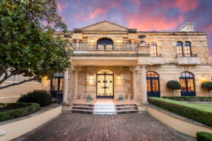 Perth Custom Home facade with lions sculptures