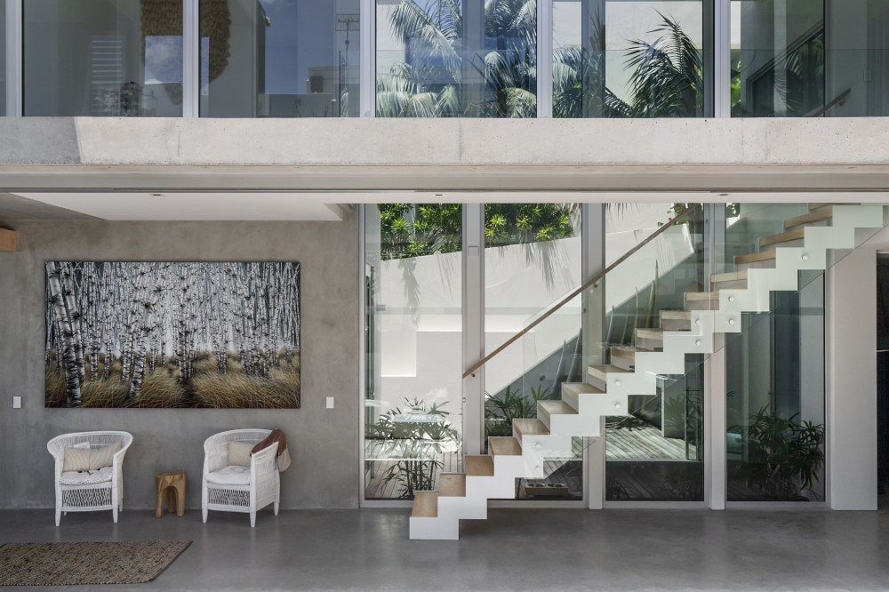 minimalist glass staircase