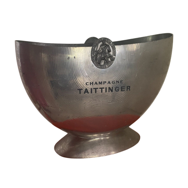 Large Taittinger French champagne pewter ice bucket bowl