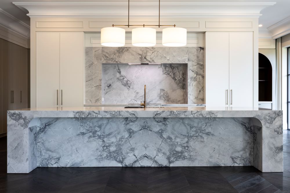 Book-matched marble benchtop