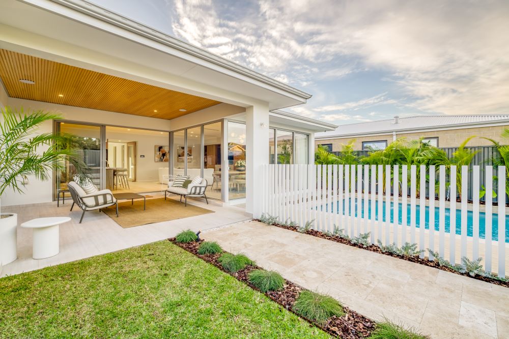 Poolside built seating