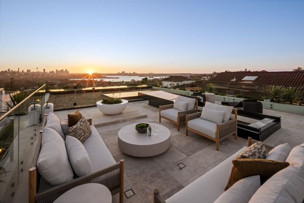 Rooftop terrace harbour views