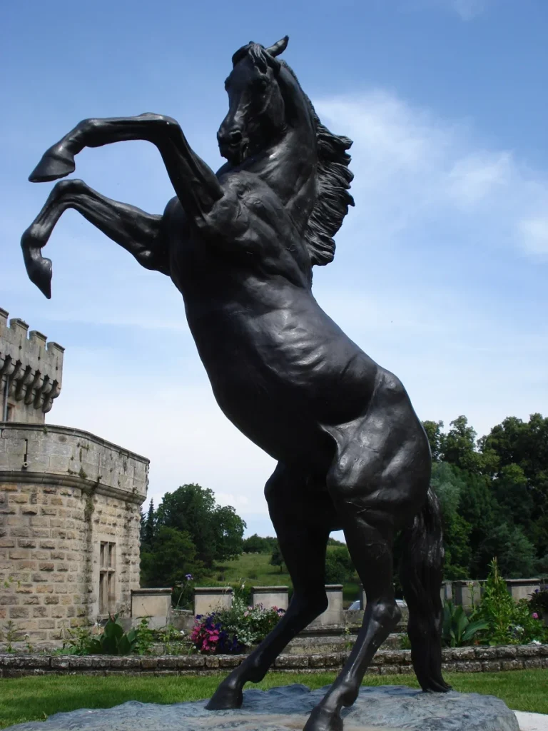 rearing stallion in bronze