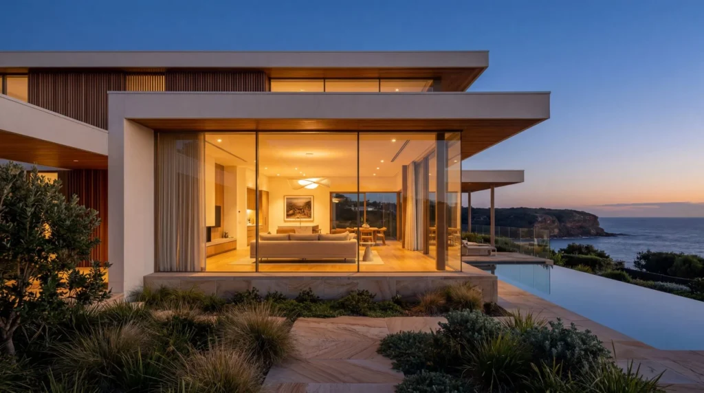 3M security film on floor-to-ceiling glass in a luxury home