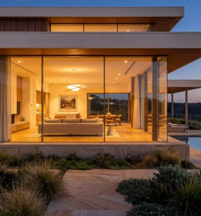 3M security film on floor-to-ceiling glass in a luxury home