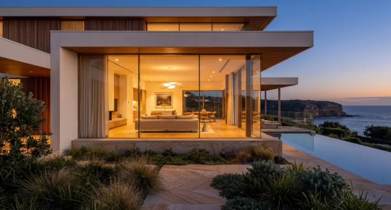 3M security film on floor-to-ceiling glass in a luxury home