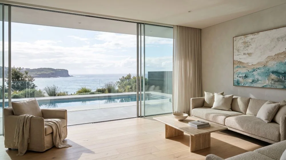 Luxury home with large glass windows protected by 3M security film