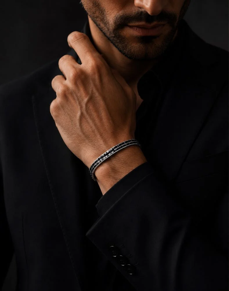 Natural blue sapphire bracelet for men