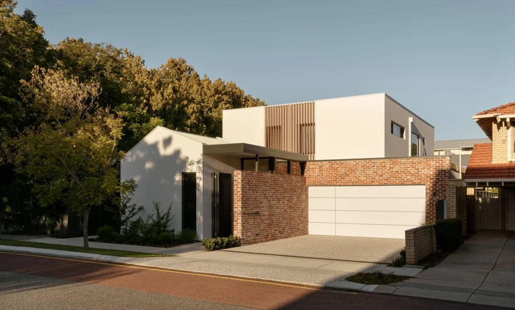 modern red brick home in Perth