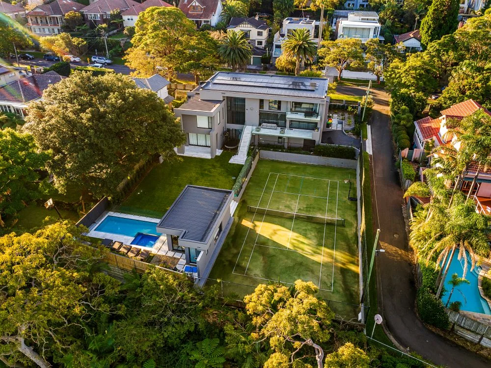 custom home with pool spa and tennis court