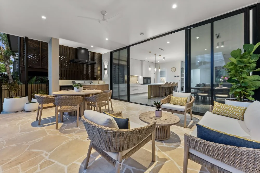 Indoor outdoor living in New Farm Queenslander renovation