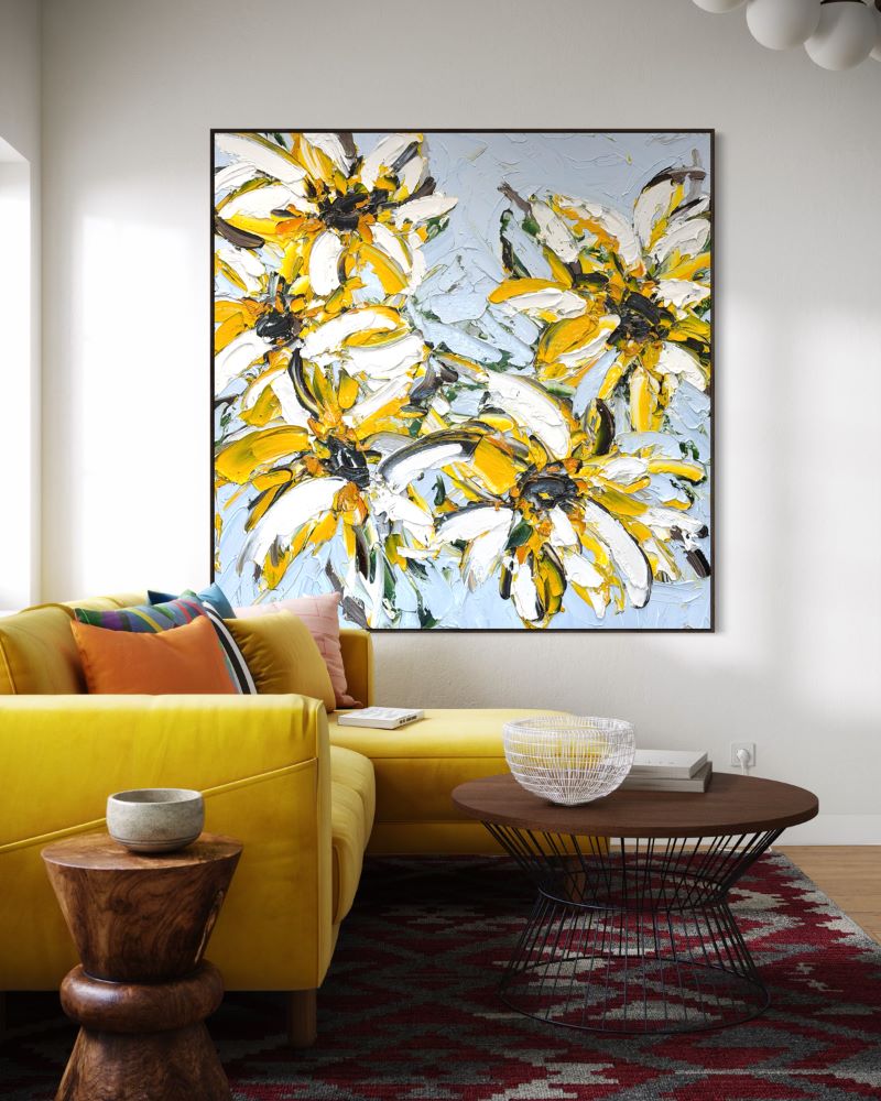 yellow and white abstract painting