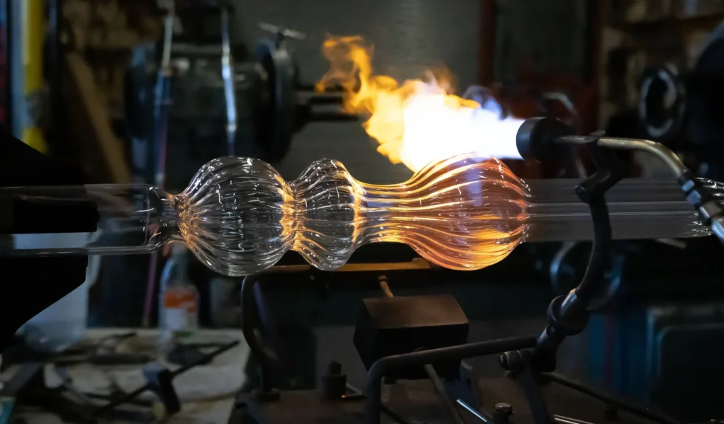 hand blown glass lighting behind the scenes