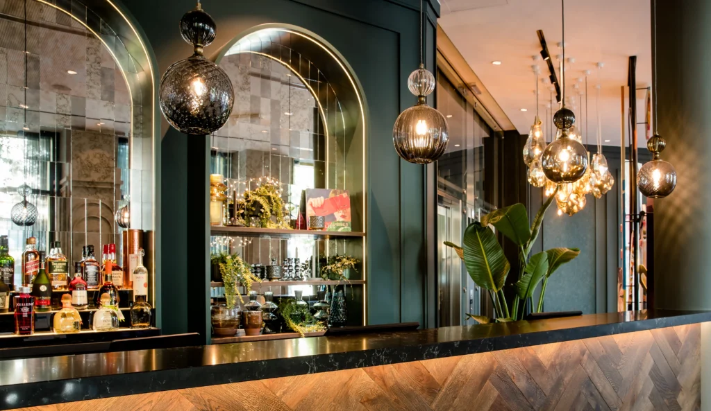 Bespoke hand-blown glass lighting designed for custom homes