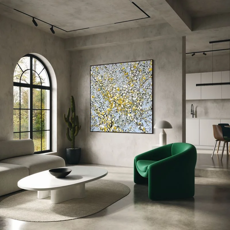 yellow abstract art for living room