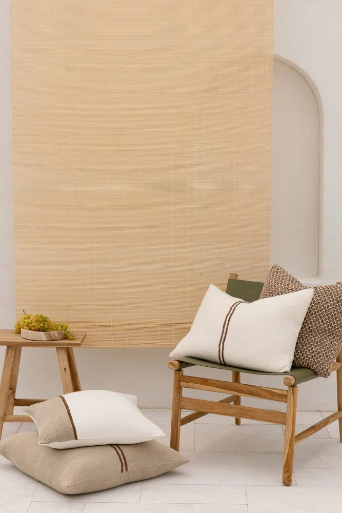 Bella linen cushion in neutral natural tones