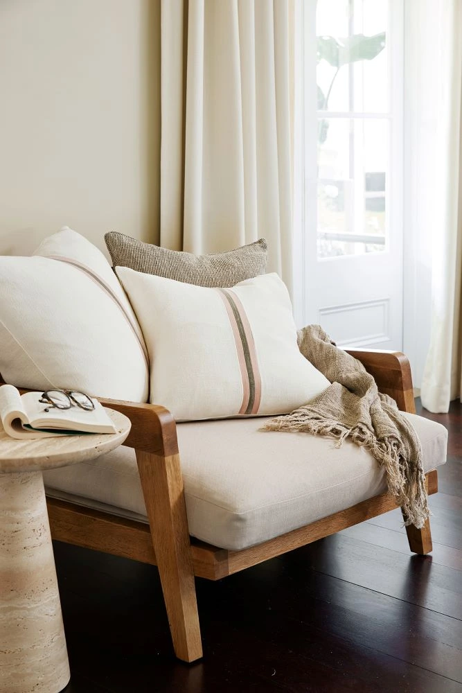 Eadie Lifestyle Aira linen throw in a soft natural finish