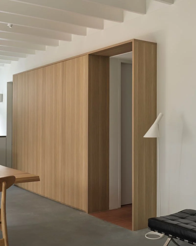 Timber battens adding warmth and texture to contemporary exterior