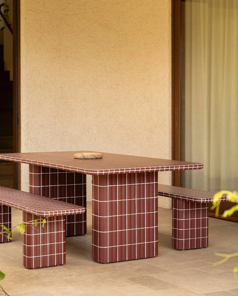 Terrazza concrete outdoor furniture in earthy Pimento