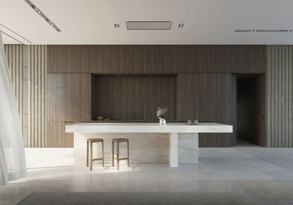 Gaggenau Essential Induction integrated into a minimalist Dekton kitchen island