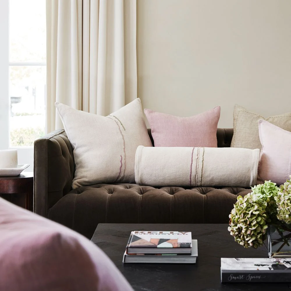 Eadie Lifestyle European linen cushions styled in a luxury interior